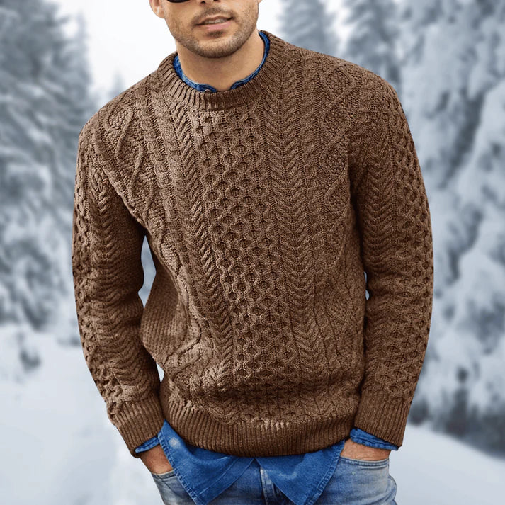 Bjørn Pull Homme – Pull Torsadé en Maille Épaisse avec Style Classique Hivernal