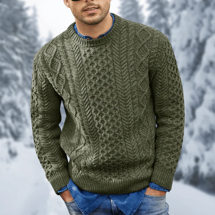 Bjørn Pull Homme – Pull Torsadé en Maille Épaisse avec Style Classique Hivernal