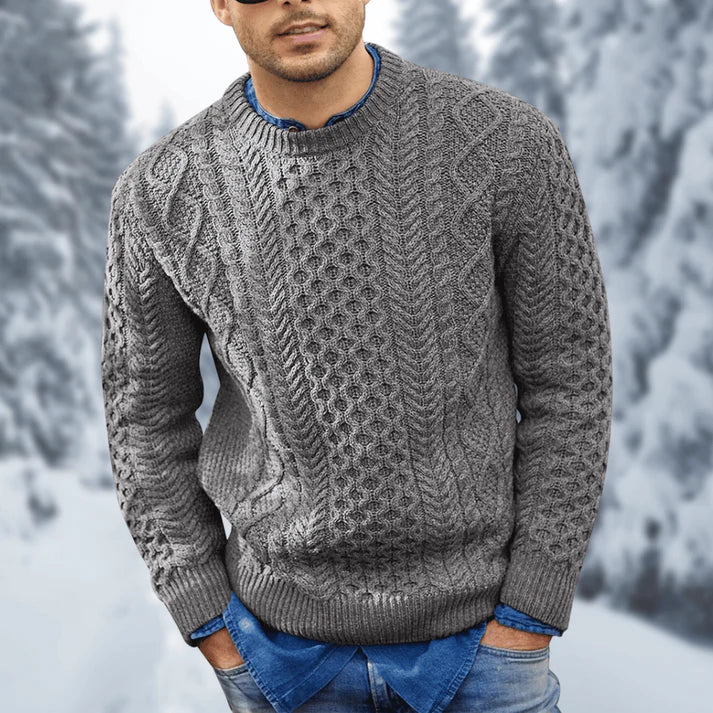 Bjørn Pull Homme – Pull Torsadé en Maille Épaisse avec Style Classique Hivernal