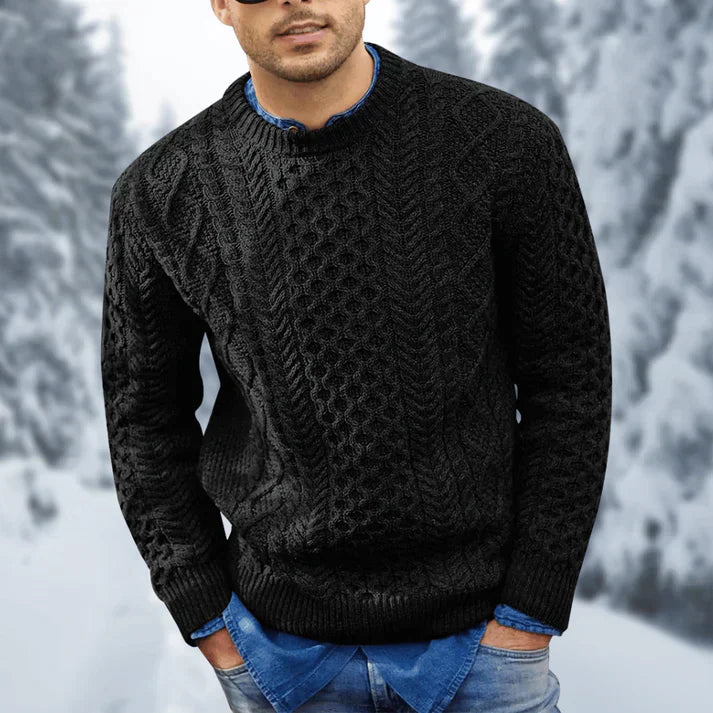 Bjørn Pull Homme – Pull Torsadé en Maille Épaisse avec Style Classique Hivernal