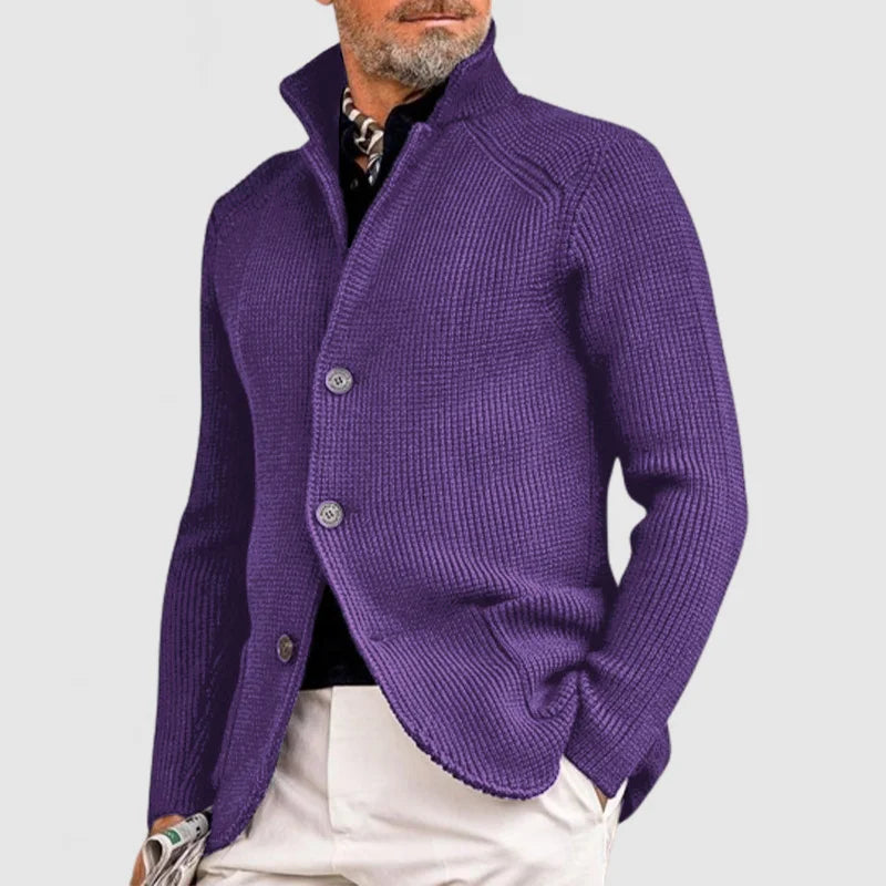 Henrik Veste Homme Élégante – Maille Texturée avec Col Montant et Coupe Moderne