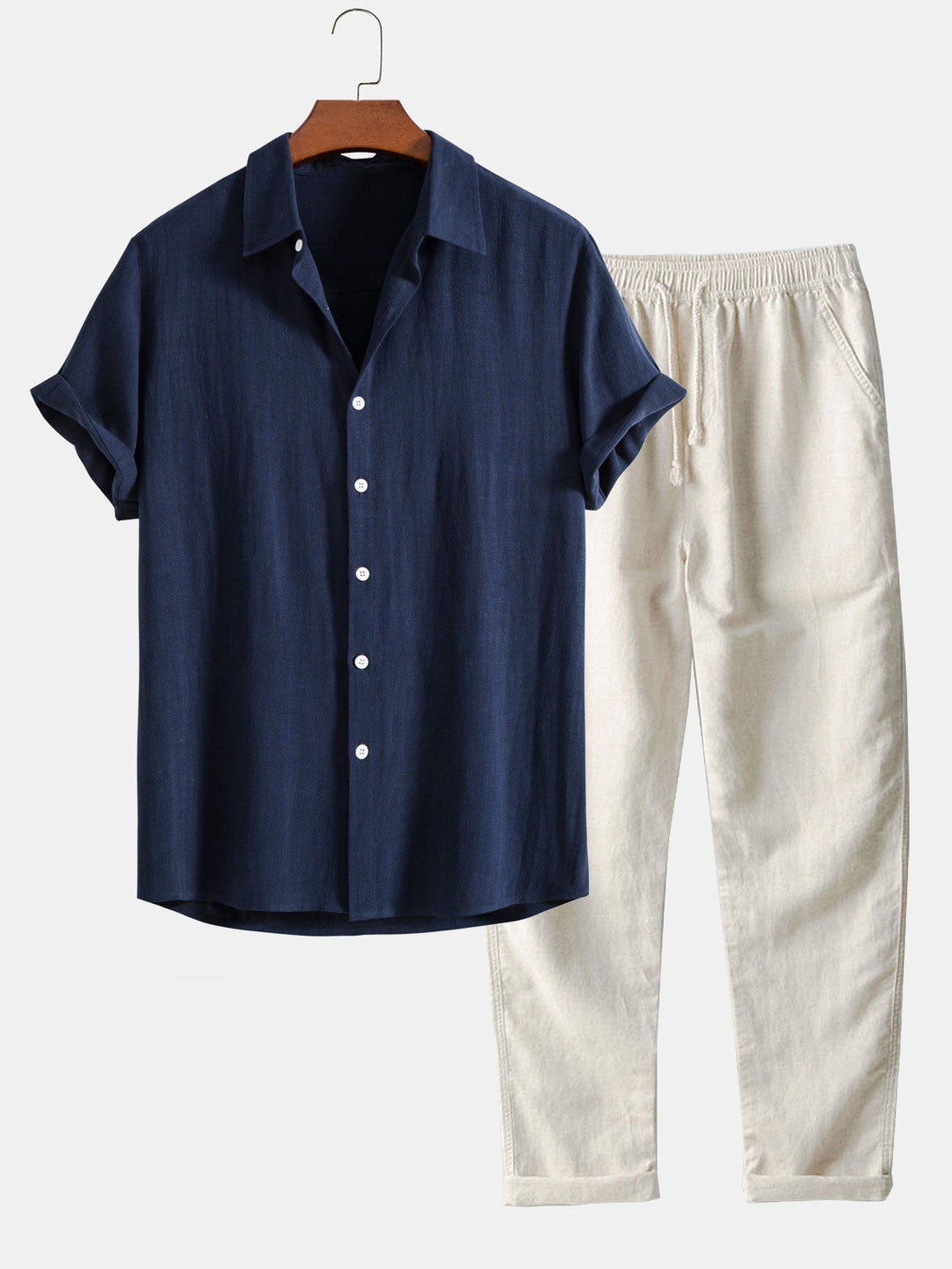 Holden Ensemble Homme en Lin – Chemise à Manches Courtes et Pantalon Léger au Style Estival