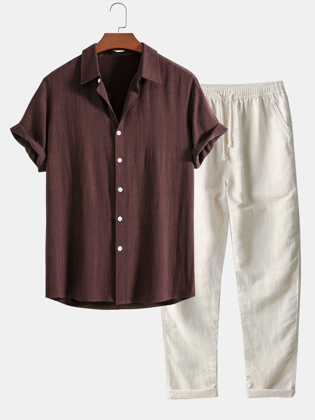 Holden Ensemble Homme en Lin – Chemise à Manches Courtes et Pantalon Léger au Style Estival