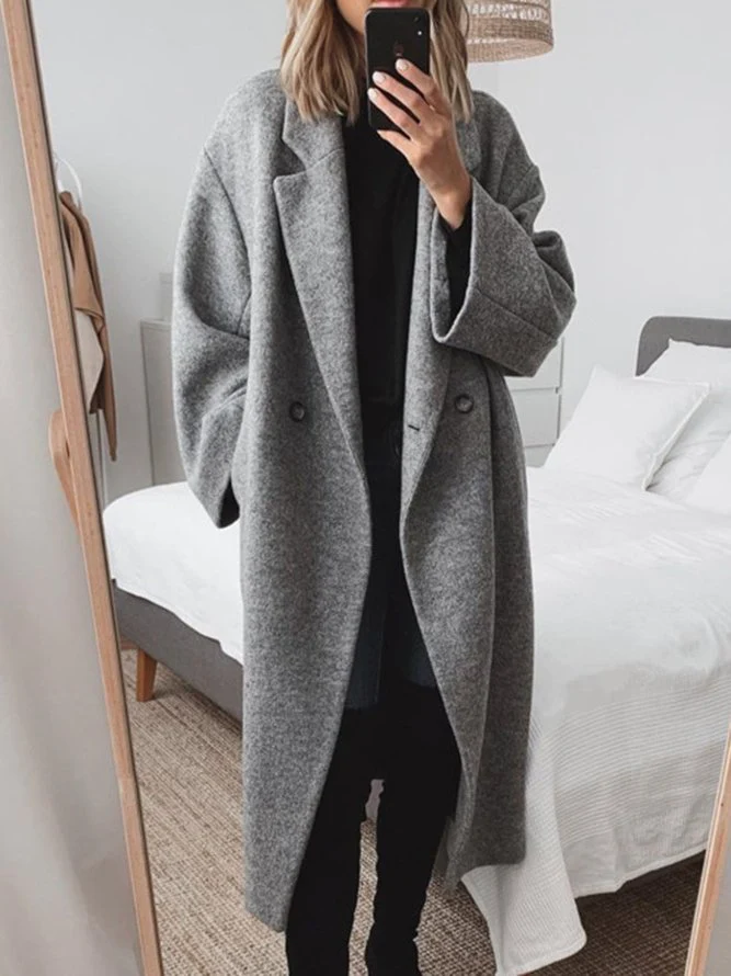 Margot Manteau Femme – Manteau Long Oversize en Laine Mélangée au Style Élégant