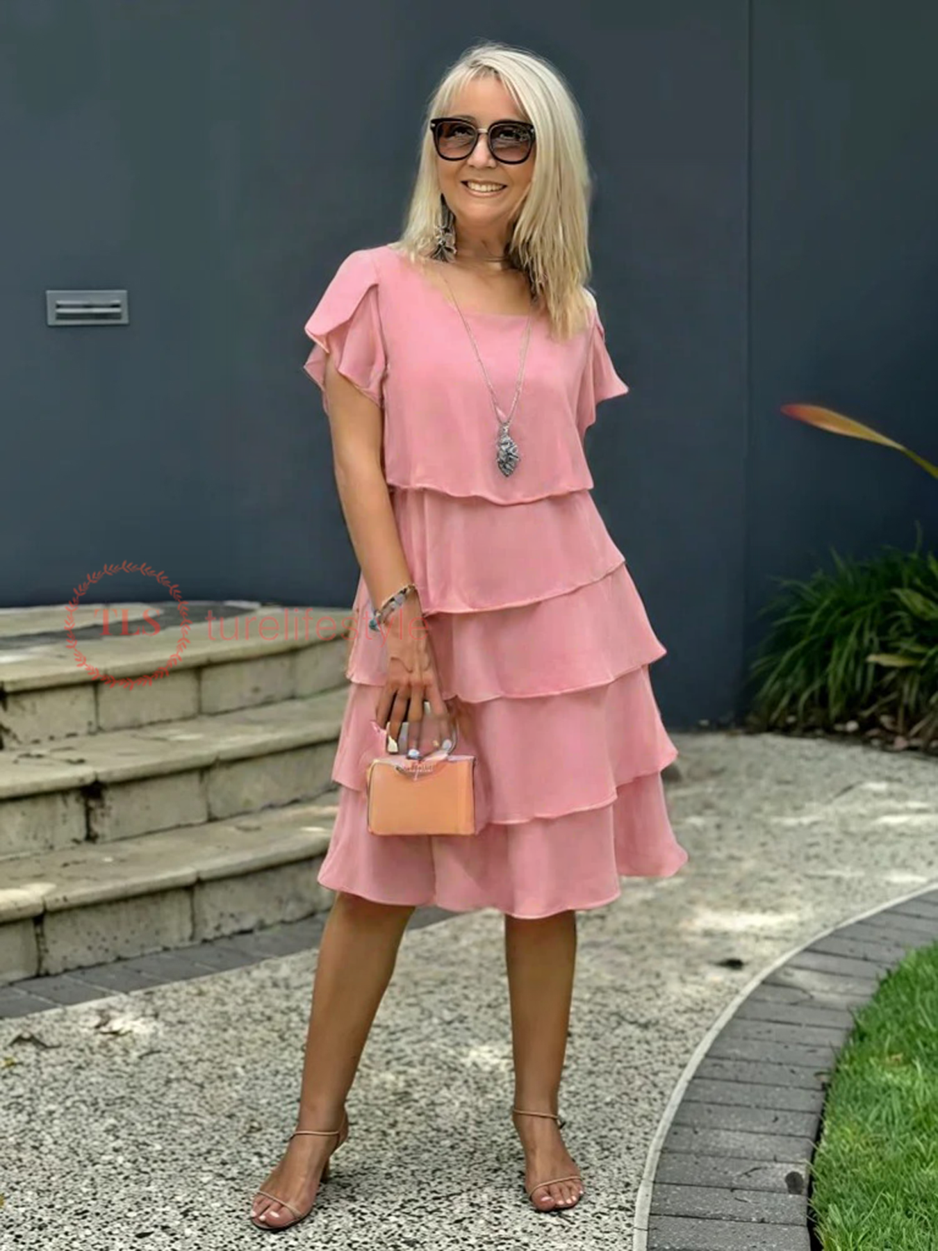 Maelys Robe Midi Femme – Robe en Chiffon Fluide à Volants Superposés & Élégance Intemporelle