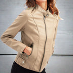 Reese Veste Femme en Cuir – Coupe Élégante avec Fermeture Éclair et Poches Zippées