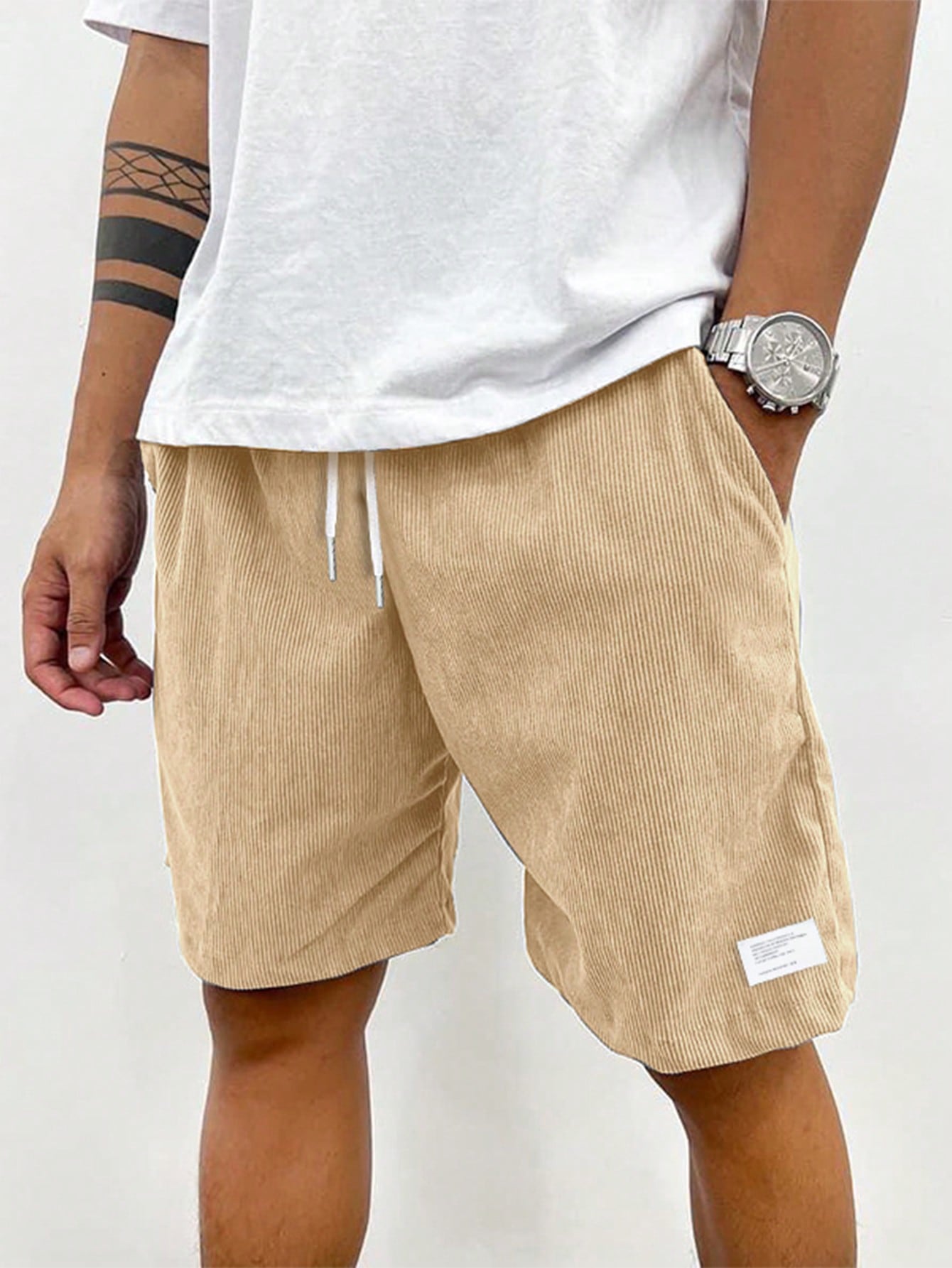 Hudson Short Homme en Velours Côtelé – Bermuda Décontracté avec Taille Élastique et Style Casual