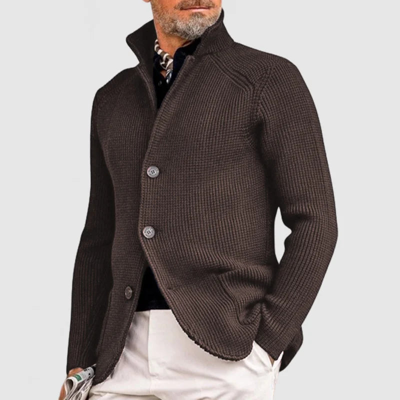 Henrik Veste Homme Élégante – Maille Texturée avec Col Montant et Coupe Moderne