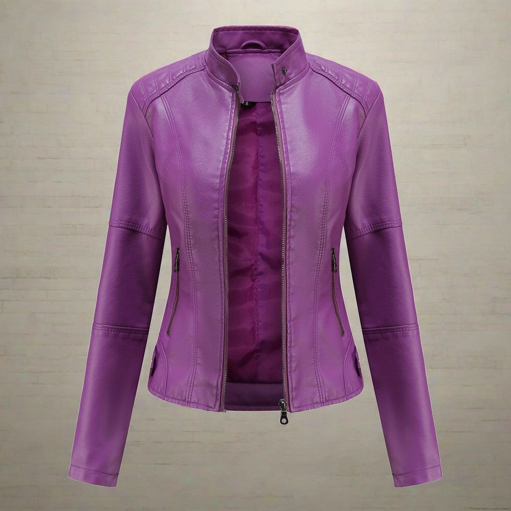 Reese Veste Femme en Cuir – Coupe Élégante avec Fermeture Éclair et Poches Zippées