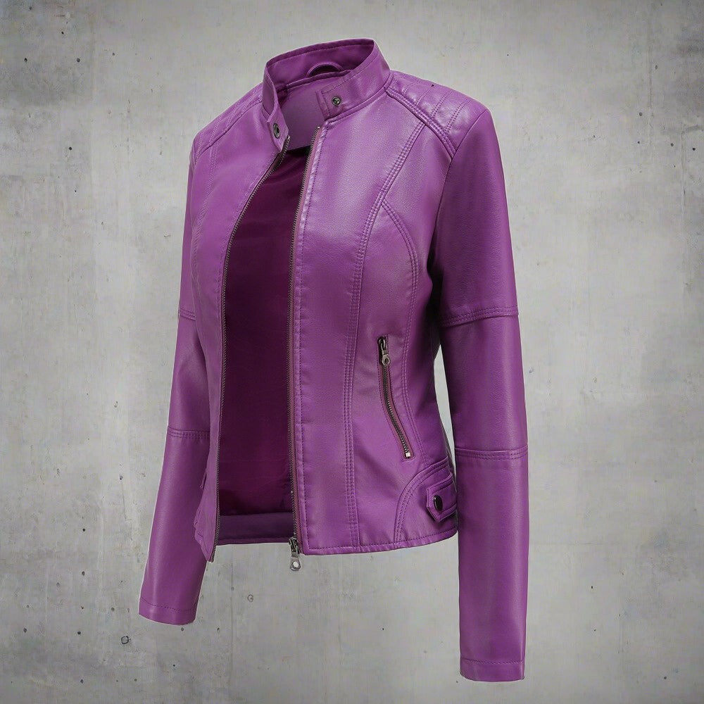 Reese Veste Femme en Cuir – Coupe Élégante avec Fermeture Éclair et Poches Zippées