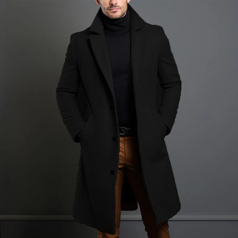 Henrik Manteau Homme – Manteau Long en Laine avec Coupe Élégante et Col Tailleur