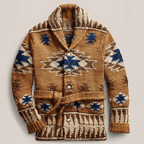 Cardigan da uomo Logan – Gilet jacquard in maglia spessa con collo sciallato e cintura regolabile