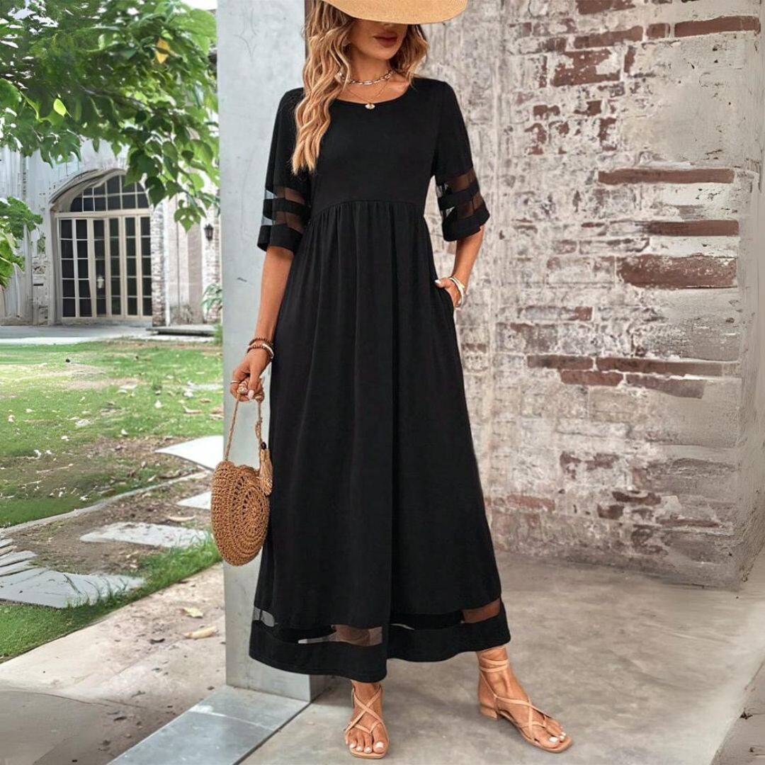 Katrina Robe Midi Empire – Robe Fluide Élégante au Confort Absolu