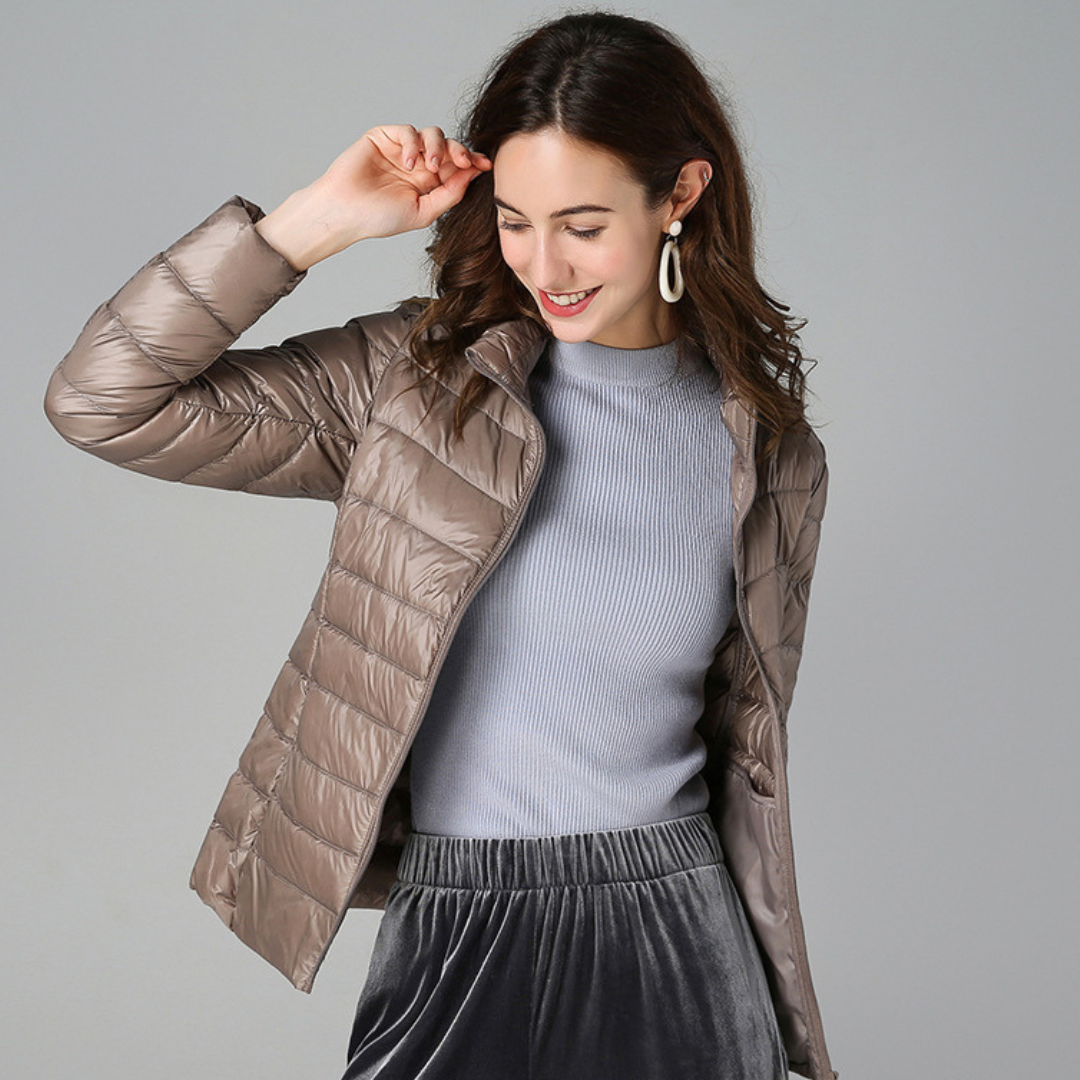 Charlotte Veste Femme – Doudoune Légère Matelassée avec Col Montant et Fermeture Zippée