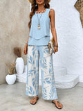 Paisley Ensemble Femme – Haut Sans Manches Imprimé et Pantalon Fluide au Style Élégant