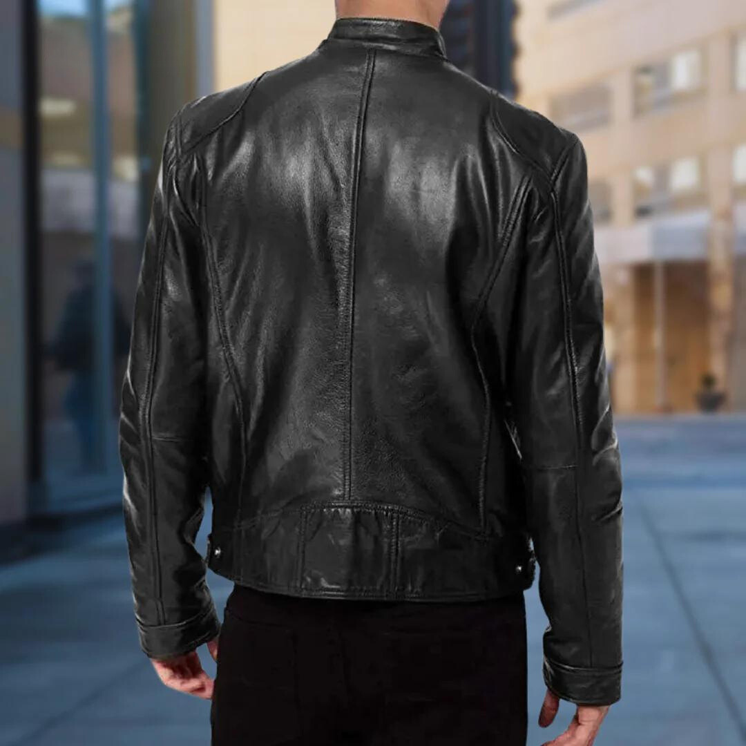 Nolan Veste Homme – Blouson en Cuir à Zip avec Col Montant Moderne