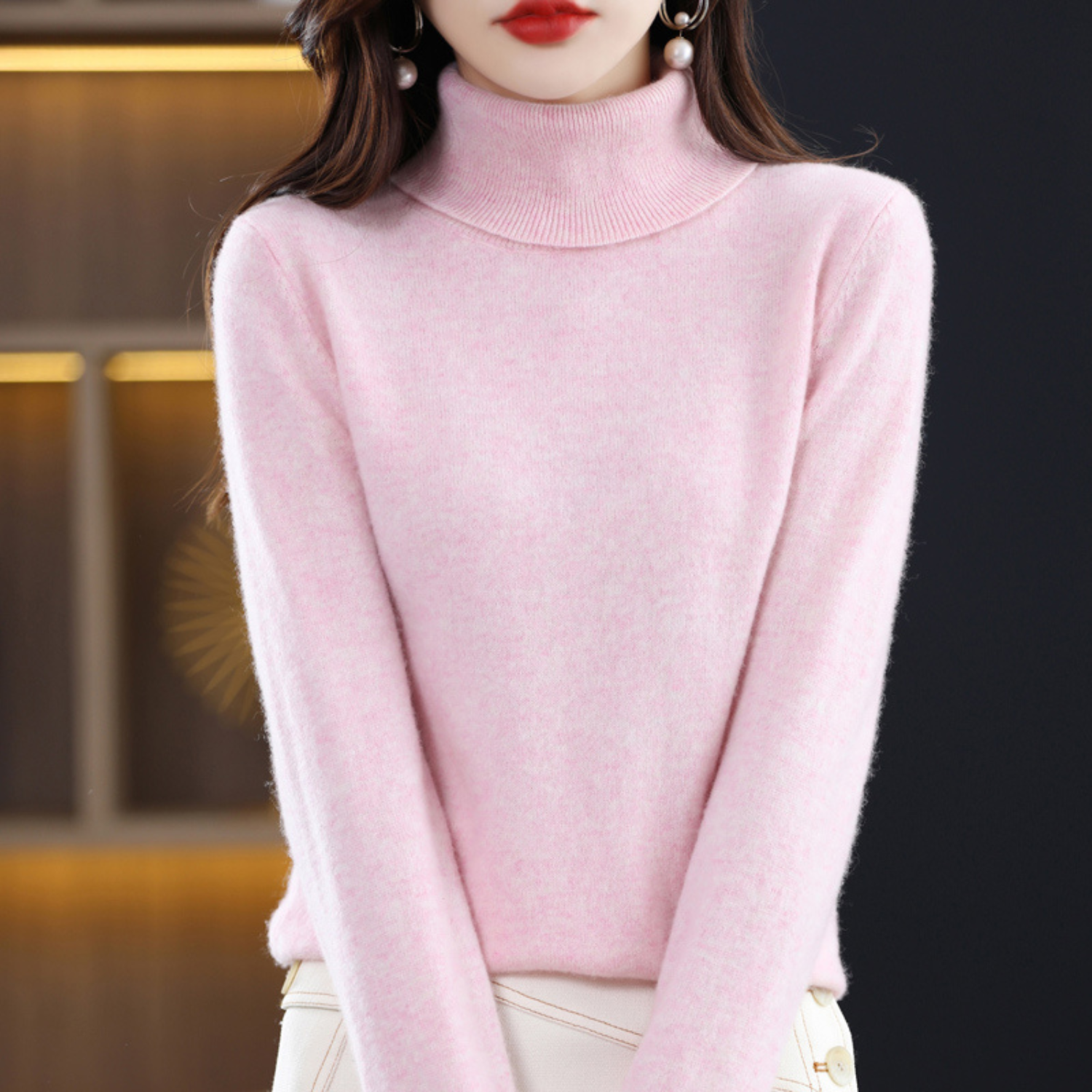 Blake Pull Col Roulé Femme – Pull en Cachemire Doux avec Coupe Élégante et Confort Léger