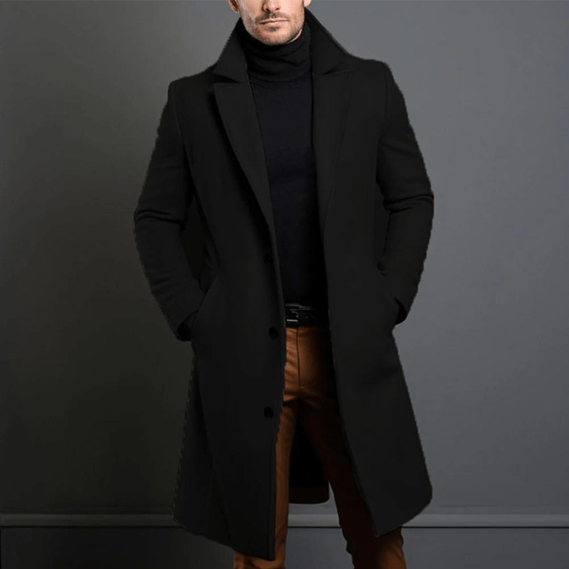 Matthias Manteau Long Homme – Coupe Élégante avec Col Tailleur et Style Intemporel