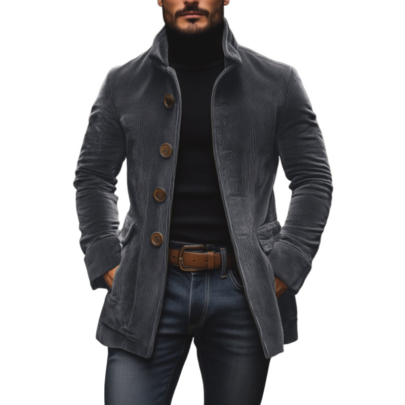 Matteo Manteau Homme – Manteau en Velours Côtelé avec Col Montant Élégant