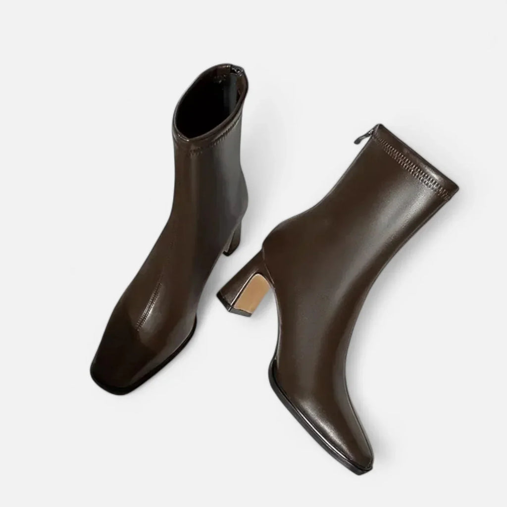 Olivia Bottines Femme – Bottines à Bout Carré avec Talon Bloc Élégant et Style Minimaliste