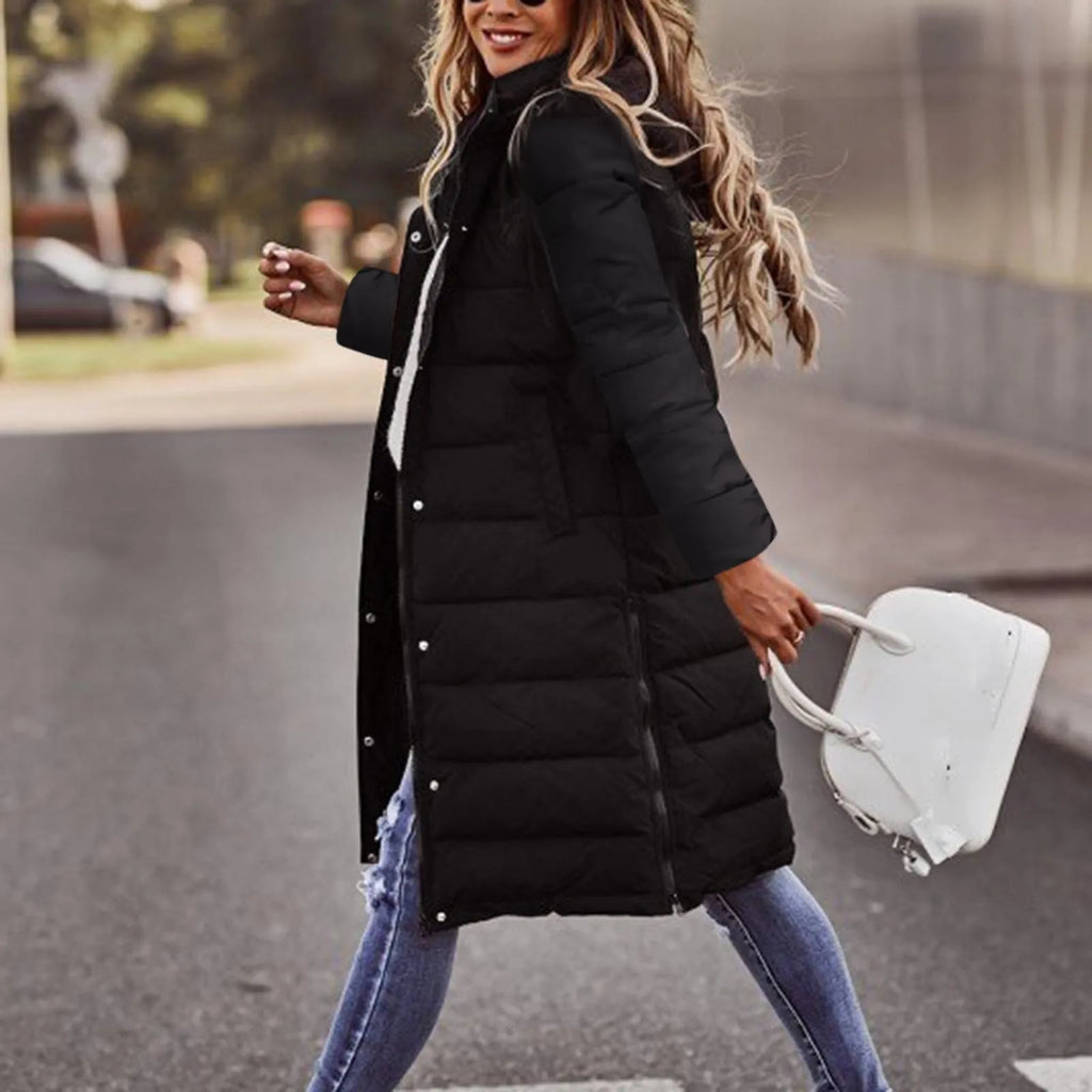 Elise Doudoune Longue Femme – Manteau Hiver Chaud à Capuche & Poches