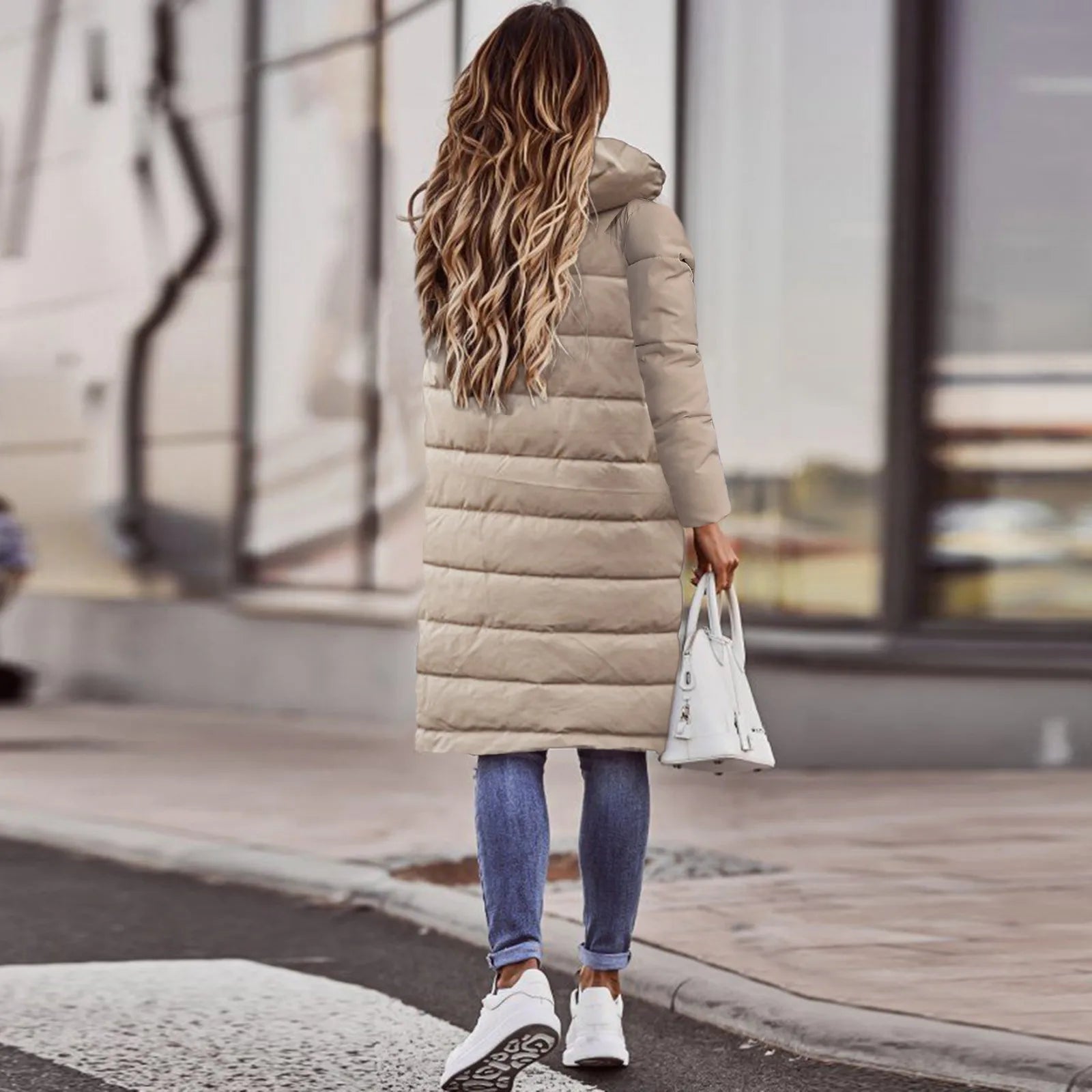 Elise Doudoune Longue Femme – Manteau Hiver Chaud à Capuche & Poches