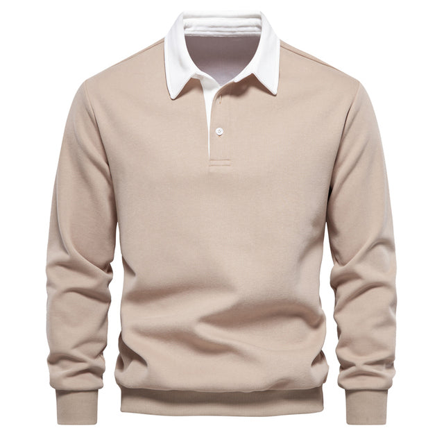 Maverick Pull Polo Homme – Sweat à Col Polo avec Manches Longues et Style Classique