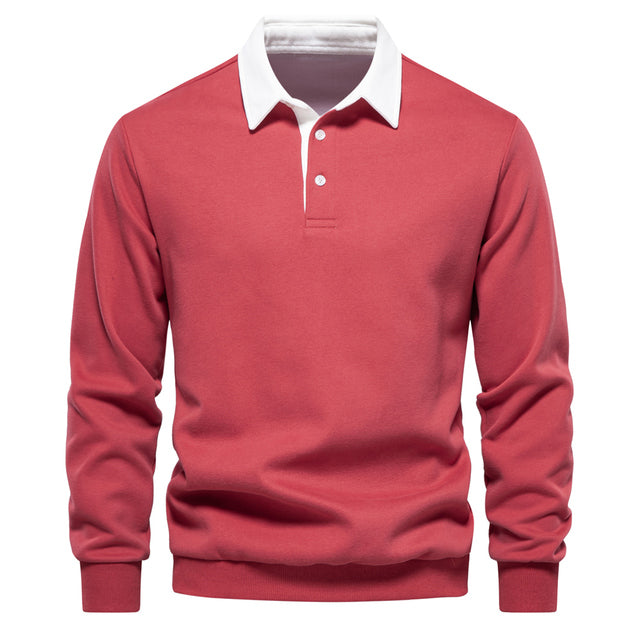 Maverick Pull Polo Homme – Sweat à Col Polo avec Manches Longues et Style Classique