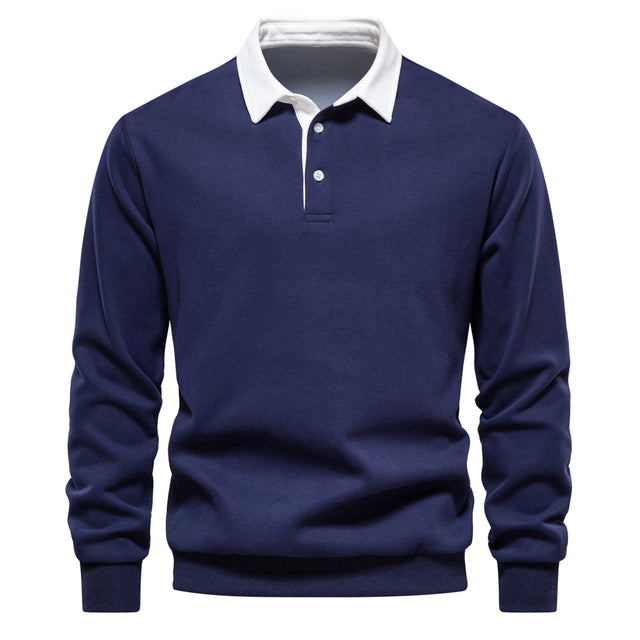 Maverick Pull Polo Homme – Sweat à Col Polo avec Manches Longues et Style Classique