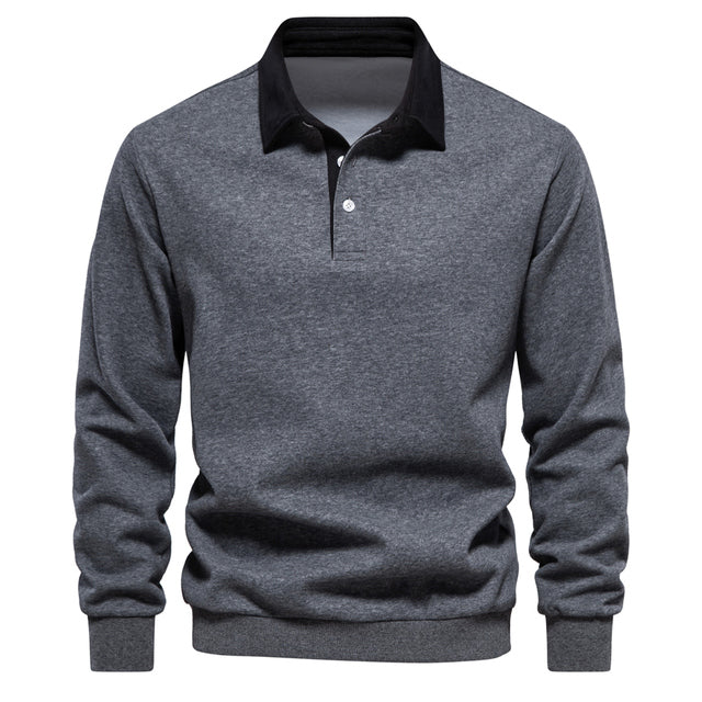 Maverick Pull Polo Homme – Sweat à Col Polo avec Manches Longues et Style Classique