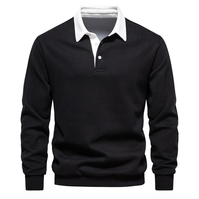 Maverick Pull Polo Homme – Sweat à Col Polo avec Manches Longues et Style Classique