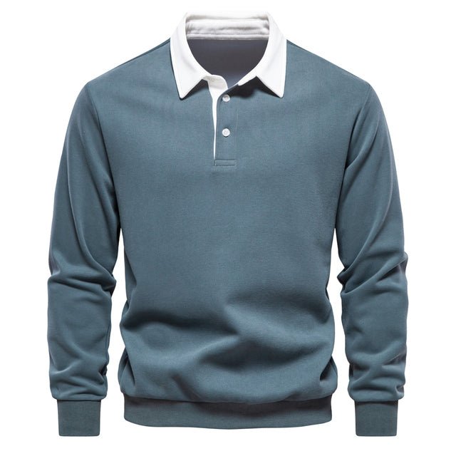 Maverick Pull Polo Homme – Sweat à Col Polo avec Manches Longues et Style Classique
