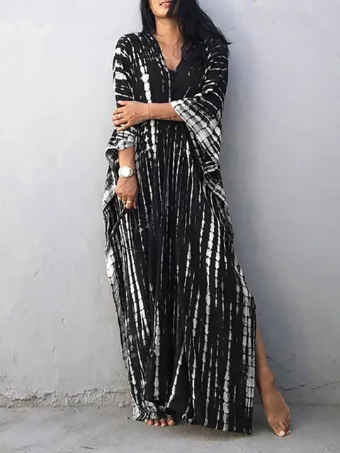 Sloane Robe Caftan Longue Femme – Robe Maxi Fluide au Style Bohème pour l’Été