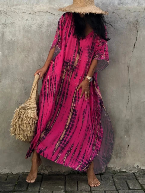Sloane Robe Caftan Longue Femme – Robe Maxi Fluide au Style Bohème pour l’Été