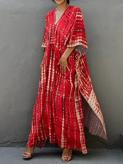 Sloane Robe Caftan Longue Femme – Robe Maxi Fluide au Style Bohème pour l’Été