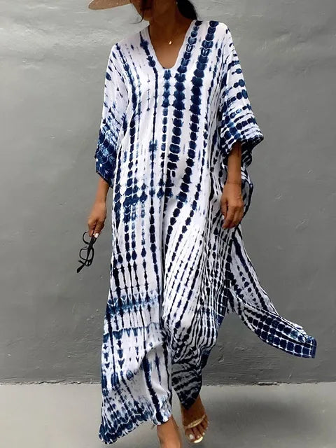 Sloane Robe Caftan Longue Femme – Robe Maxi Fluide au Style Bohème pour l’Été