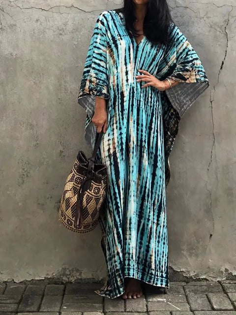 Sloane Robe Caftan Longue Femme – Robe Maxi Fluide au Style Bohème pour l’Été