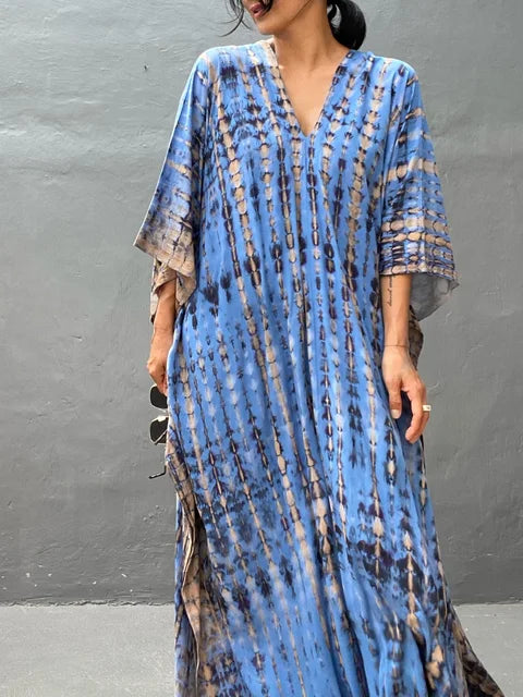 Sloane Robe Caftan Longue Femme – Robe Maxi Fluide au Style Bohème pour l’Été