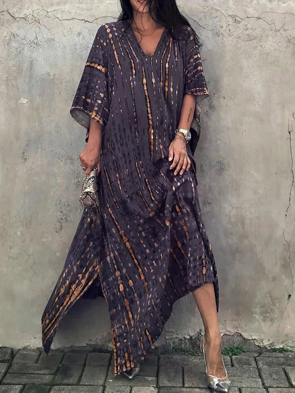 Sloane Robe Caftan Longue Femme – Robe Maxi Fluide au Style Bohème pour l’Été