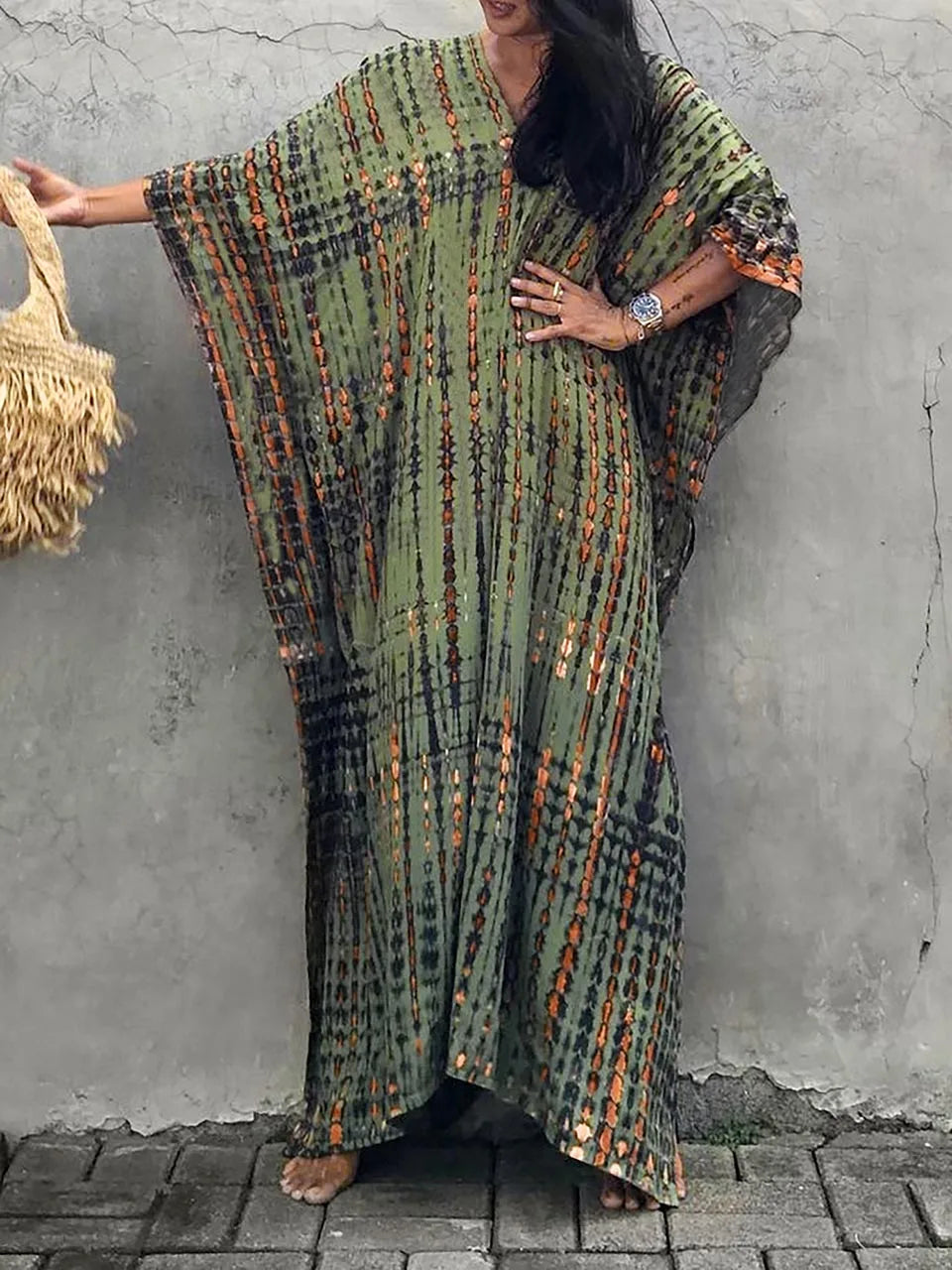 Sloane Robe Caftan Longue Femme – Robe Maxi Fluide au Style Bohème pour l’Été