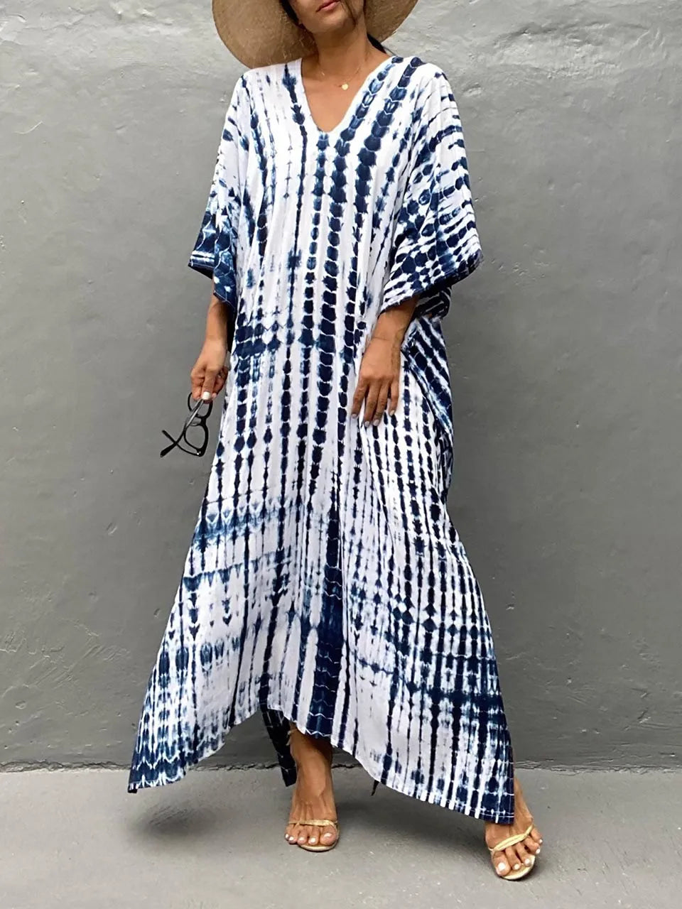 Sloane Robe Caftan Longue Femme – Robe Maxi Fluide au Style Bohème pour l’Été