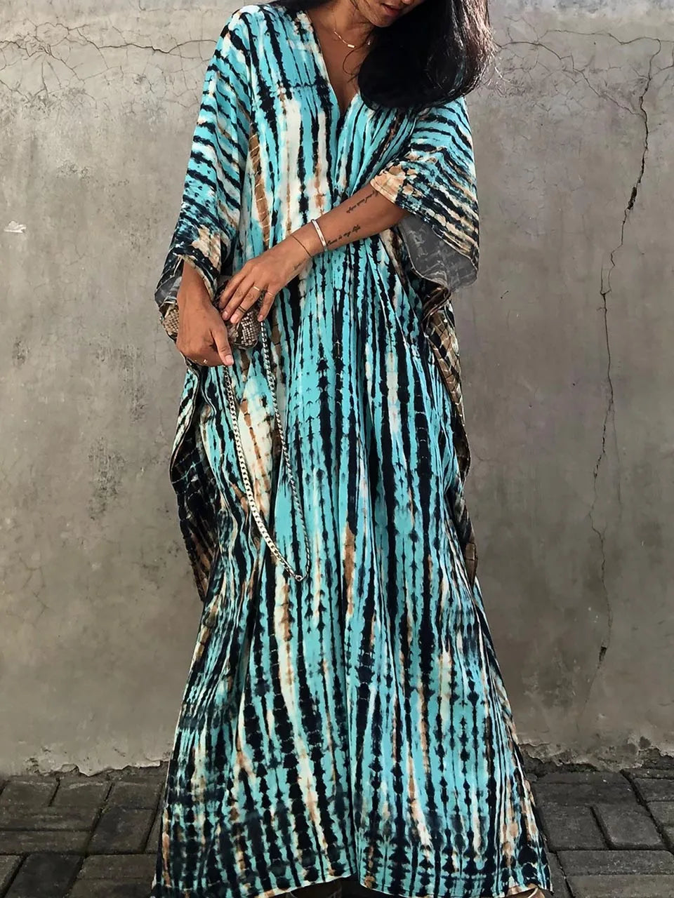 Sloane Robe Caftan Longue Femme – Robe Maxi Fluide au Style Bohème pour l’Été