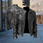 Nolan Veste Homme – Blouson en Cuir à Zip avec Col Montant Moderne