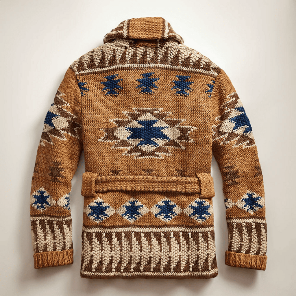 Cardigan da uomo Logan – Gilet jacquard in maglia spessa con collo sciallato e cintura regolabile