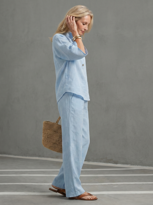 Arianne Ensemble Tunique et Pantalon – Ensemble Décontracté en Coton et Lin à Boutons