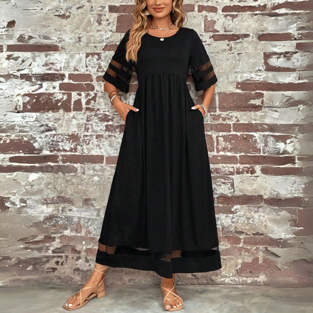Katrina Robe Midi Empire – Robe Fluide Élégante au Confort Absolu