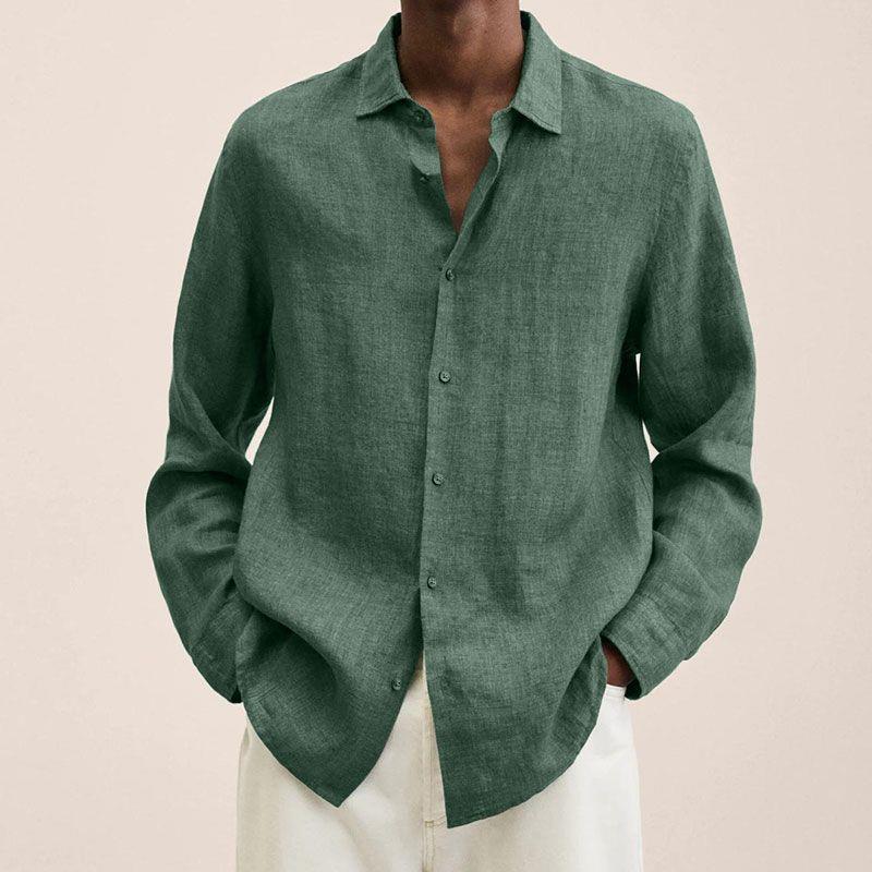 Grayson Chemise Homme – Chemise en Lin Respirant à Manches Longues au Style Intemporel