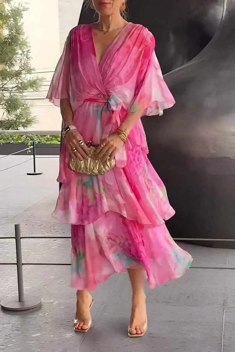 Anaïs Robe Élégante en Mousseline – Robe Fluide Croisée au Charme Intemporel