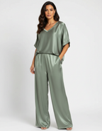 Camila Ensemble Femme – Ensemble Lounge Satiné 2 Pièces à Coupe Fluide Élégante