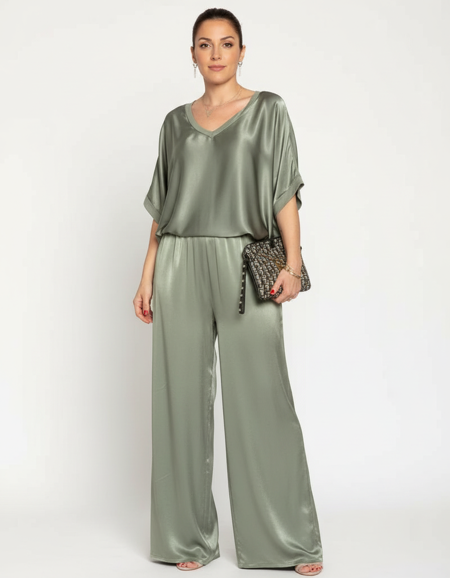 Camila Ensemble Femme – Ensemble Lounge Satiné 2 Pièces à Coupe Fluide Élégante